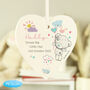 Personalised Tiny Tatty Teddy Pink Wooden Heart Decoration – Christening Or New Baby Gift, thumbnail 2 of 3