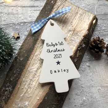 Personalised Baby's First Christmas 2023 Ceramic Tree, 5 of 5