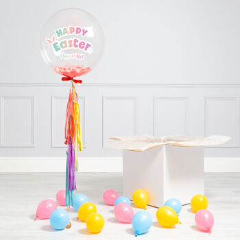 Personalised Happy Easter Pastel Rainbow Bubble Balloon, 2 of 3