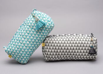 Aqua Alibag Triangle Pattern Cotton Make Up Bag, 7 of 12