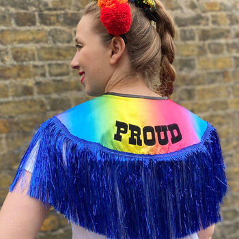 Personalised Tinsel Trimmed Rainbow Leopard Cape, 5 of 7