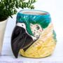 Hand Painted Ceramic Blue Macaw Parrot Head Vase, thumbnail 2 of 4