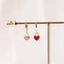 Tiny Red Heart Huggie Hoop Earrings, thumbnail 3 of 10