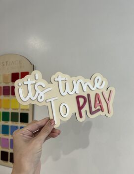 Wooden Play Sign Children’s Bedroom Playroom Decor Montessori Pretend Play Accessory, 3 of 5