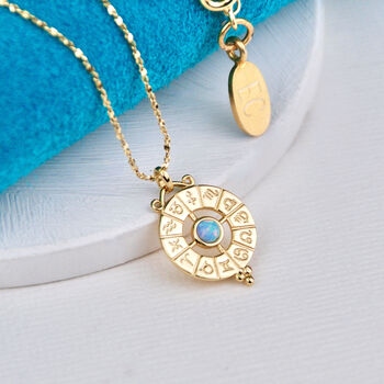 Personalised 18ct Gold Opal Zodiac Necklace, 2 of 7