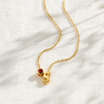Thread Through Birthstone And Initial Necklace, 4 of 7