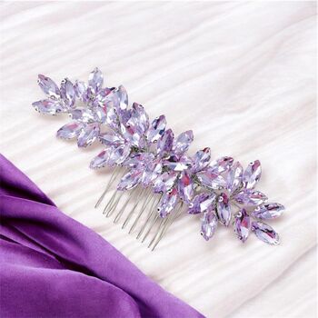 Enya Lilac Crystal Hair Comb, 9 of 9