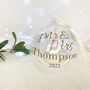 Personalised Couples Iridescent Glass Christmas Bauble, thumbnail 1 of 3