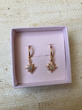 Gold Plated Dainty Star Drop Earrings, 5 of 6