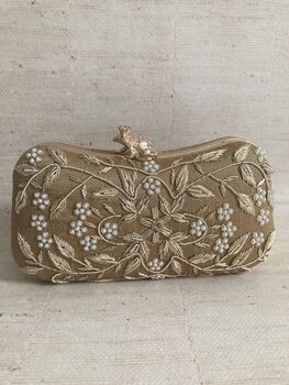 Handcrafted Raw Silk Gold Clutch Bag, 5 of 8