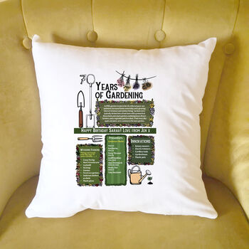 70th Birthday Gift For Gardeners Personalised Cushion, 4 of 9
