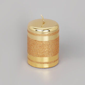 G Decor Gold Glass Effect Striped Glitter Candles, 3 of 5