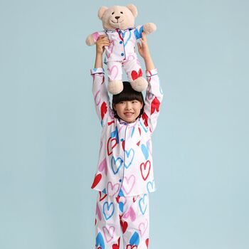 Camilla Girls Pyjama Set With Matching Teddy Bear, 2 of 6