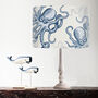 Octopus Lamp Shade, Random Blue On White, thumbnail 1 of 9