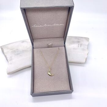Solid Gold Moon Charm Necklace, 2 of 4