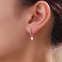 Sterling Silver Natural Freshwater Pearl Pebble Huggie Hoop Earrings, thumbnail 2 of 11
