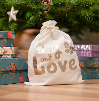 Joy And Love Reusable Christmas Gift Bag, 3 of 3