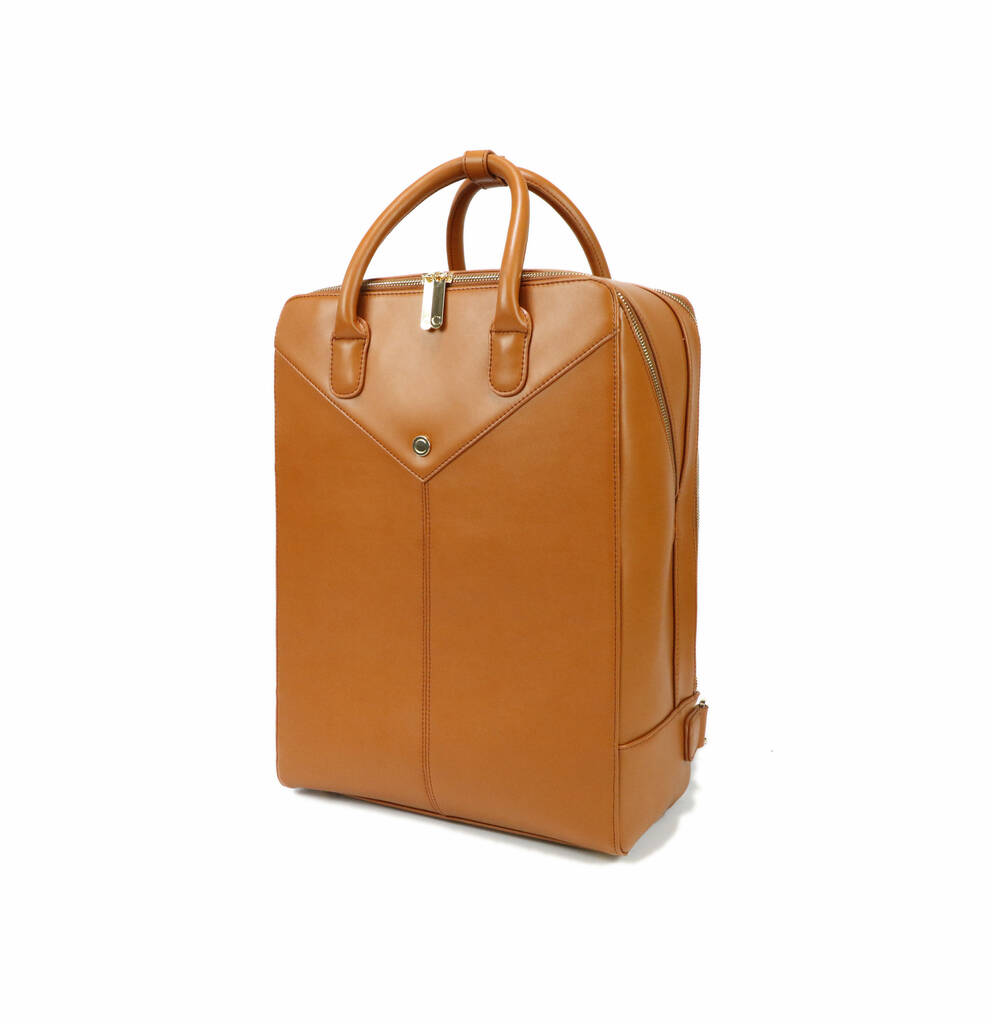 Tan Vegan Leather Laptop Bag By Carter Bags