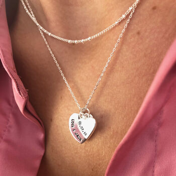 Personalised Double Heart Charm Necklace, 12 of 12