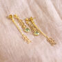 Double Drop Leaf Chain Birthstone Earrings, thumbnail 6 of 11