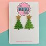 Green Glitter Christmas Tree Earrings, thumbnail 1 of 2