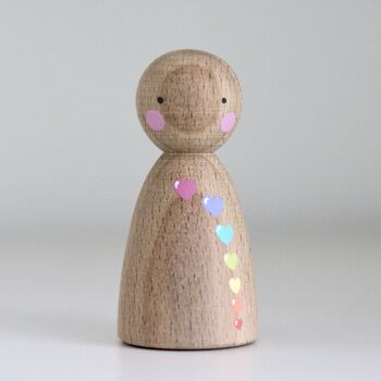 Handpainted Wooden Rainbow Loveheart Peepul, 10 of 12