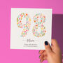 Floral Fun Personalised 98th Birthday Card, thumbnail 1 of 5