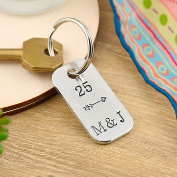 25th Anniversary Couples Gift Milestone Keyring, 3 of 4