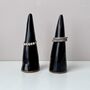 Handmade Black Ceramic Ring Holder Cones, thumbnail 1 of 8
