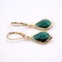 Green Deco Droplet Leverback Earrings, thumbnail 2 of 5