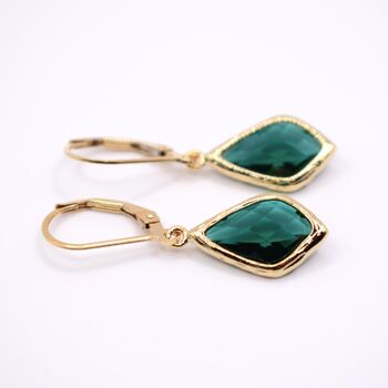 Green Deco Droplet Leverback Earrings, 2 of 5