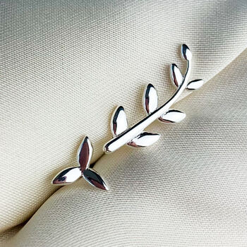 Sterling Silver Asymmetrical Leaf Stud Earrings, 4 of 7