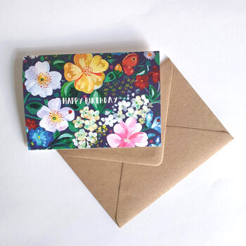Floral Print Happy Birthday Card, 2 of 4