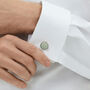 Woven Fabric Faced Cufflinks Sage Green, thumbnail 2 of 4