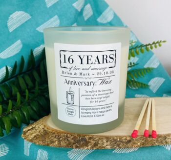 Personalised 16th Anniversary Wax Meaning Candle, 3 of 11
