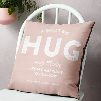 Personalised 'Hug Across The Miles' Locations Cushion, 7 of 12