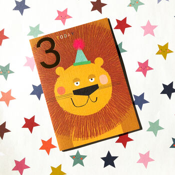 Gold Foiled Lion 3rd Birthday Card, 4 of 5