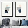 Classic Blue Shapes Print Set Of Two, thumbnail 1 of 5