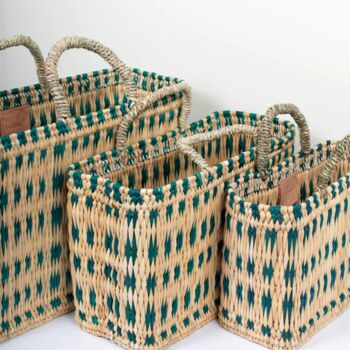 Woven Reed Basket Green, 6 of 7