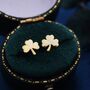 Three Leaf Shamrock Stud Earrings Sterling Silver, thumbnail 5 of 12