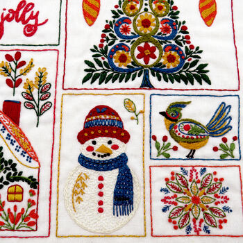 Christmas Folk Festive Embroidery Kit, 10 of 12