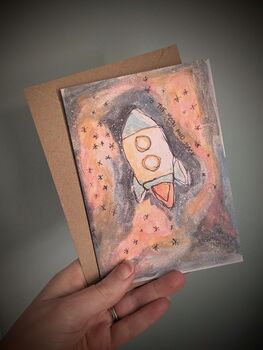 To The Moon And Back Rocket Biscuit And Greetings Card For Fathers Day, 5 of 7