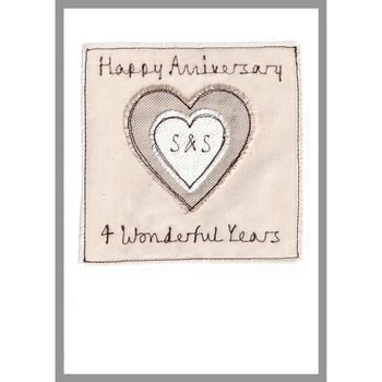 Personalised Linen 4th Wedding Anniversary Card, 7 of 9