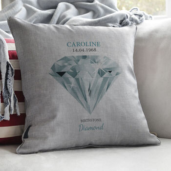 Personalised April Diamond Birthstone Cushion, 2 of 4