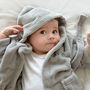 Personalised Twins Soft Baby Dressing Gowns In Grey, thumbnail 2 of 9