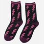 Women's Lightning Bolt Glitter Bamboo Socks Pink, thumbnail 1 of 3