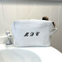 Monogramed White Waffle Make Up Bag, thumbnail 1 of 7