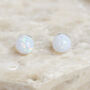 Mini Sterling Silver White Opal Ball Stud Earrings, thumbnail 2 of 7