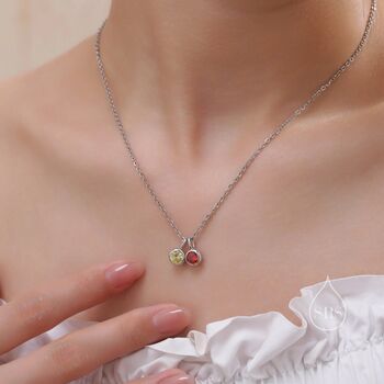 Sterling Silver Solid Sterling Silver Family Birthstone Necklace, 2 of 12