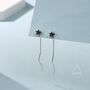 Black Star Bezel Cz Crystal Threader Earrings, thumbnail 4 of 10